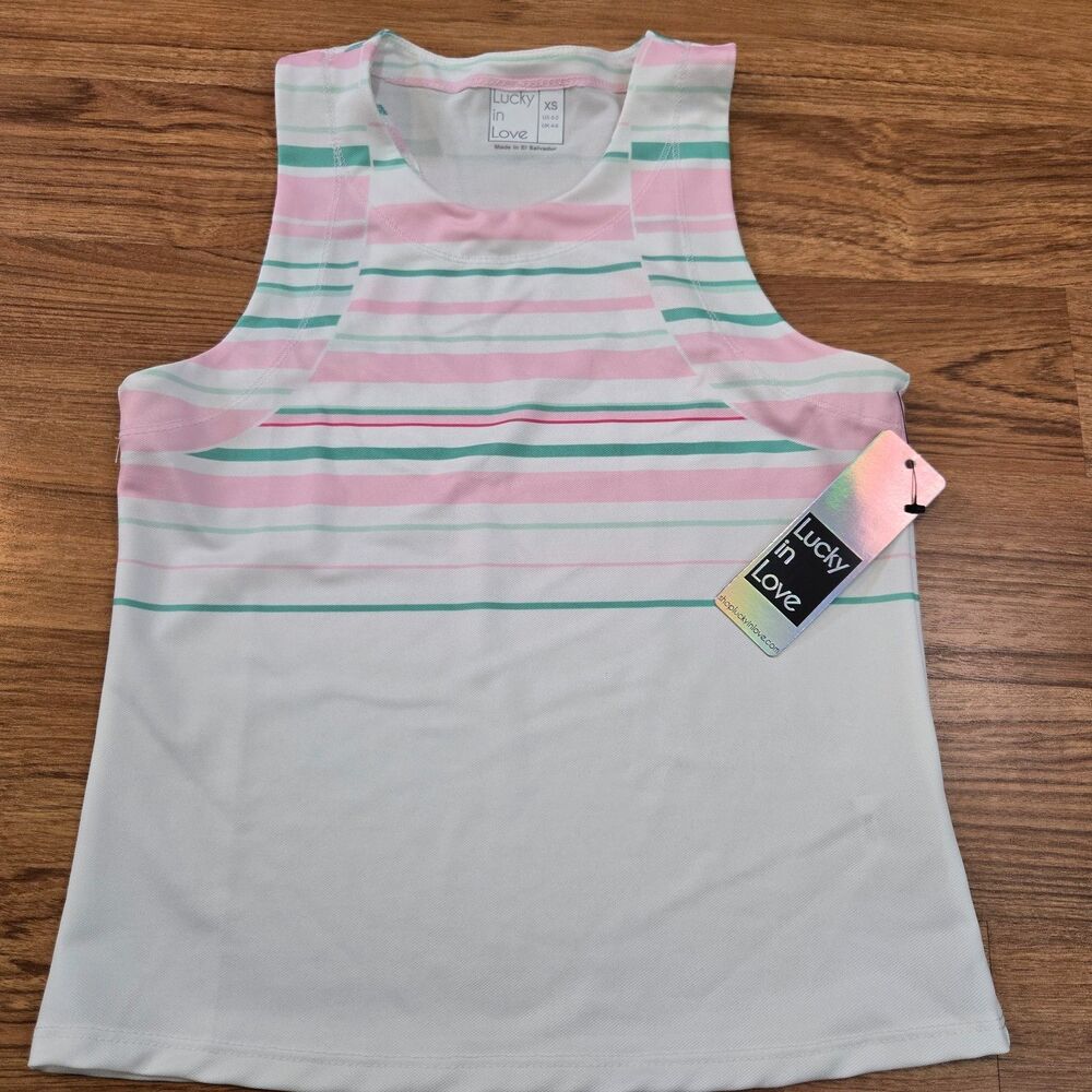 Vaportex Lucky In Love Performance Tank Top Womens XS Fitted Tennis‎ Active NEW